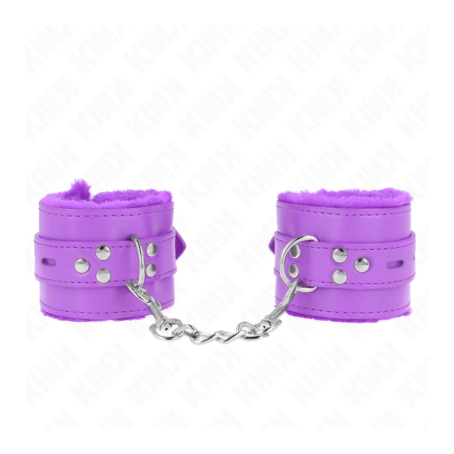 KINK - APPUI-POIGNETS DOUBLÉS DE FOURRURE AVEC TROUS CARRÉS VIOLET ET CEINTURE VIOLET RÉGLABLE 17-29 CM X 6 CM